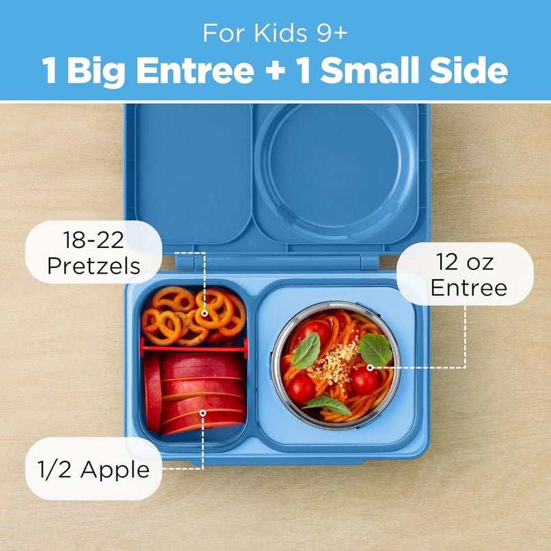 OmieBox UP bento Box for Kids | Insulated Lunch Box | Leak Proof Vacuum Insulated Thermal Food jar | Cooler ice Pack | 2 Compartments (Cosmic Blue) - Image 4